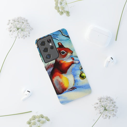 A Squirrel Decorates the Forest for Christmas - Impact Resistant Phone Case
